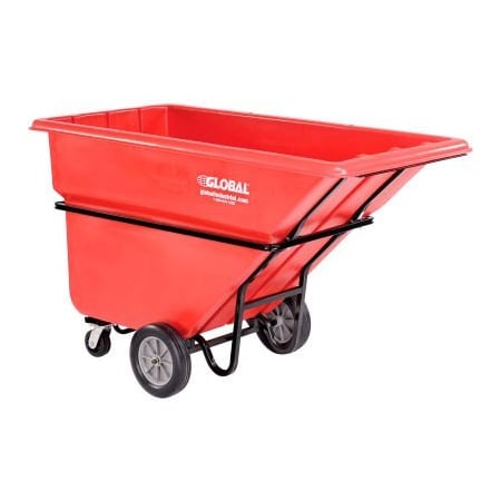Quality Industries Extra Heavy Duty Plastic Tilt Truck 1 Cu. Yd. Cap 2100 Lbs. Cap Red 242096RD